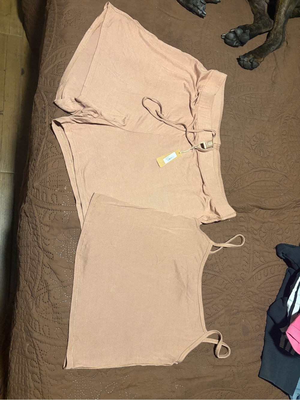 SKIMS Tank & Drawstring Lounge Shorts in Dusty Pink